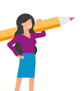 A woman holding a pencil